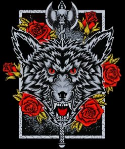 Wolf Roses Illustration Paint By Numbers