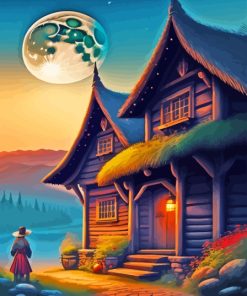 Aesthetic Moonlight Cabin Paint By Numbers