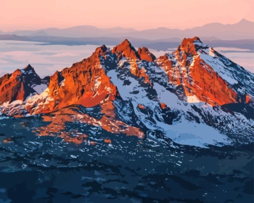 Cascade Range At Sunset Paint By Numbers