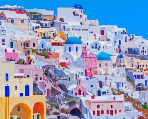 Greek Village Buildings Paint By Numbers