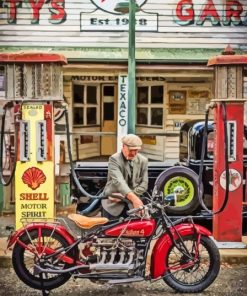 Indian Motorcycle Gas Station Paint By Numbers
