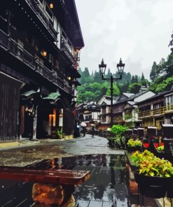 Rainy Day In Ginzan Onsen Paint By Numbers
