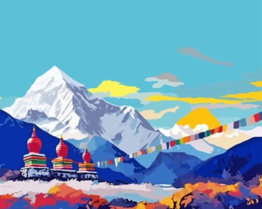 Snowy Tibet Mountain Landscape Paint By Numbers