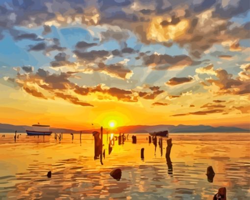 Sunset Over Lake Ohrid Macedonia Paint By Numbers