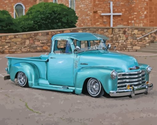 Turquoise Low Rider Truck Paint By Numbers