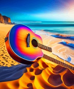 Beach Colorful Guitar Paint By Numbers