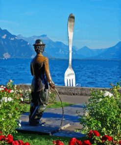 Charlie Chaplin Statue In Vevey Paint By Numbers