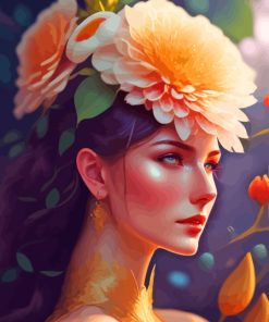 Gorgeous Lady With Flowers On The Head Paint By Numbers