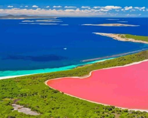 Pink Lake Hillier In Australia Paint By Numbers