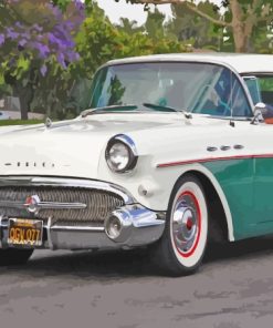 White And Green 1957 Buick Paint By Numbers