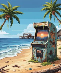 Abandoned Beachfront Arcade Machine Paint By Numbers
