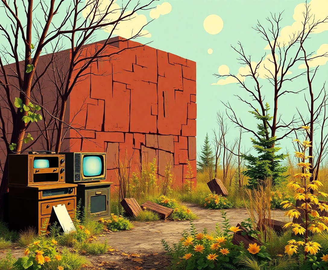 Abandoned Golden Age Broadcast Paint By Numbers - Vintage Kit completed