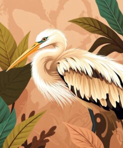Abstract Tropical Heron Sepia Paint By Numbers