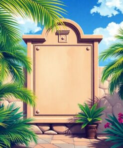 Aged Plaque Amidst Palms Paint By Numbers