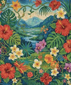 Aged Tropical Floral Fresco Paint By Numbers