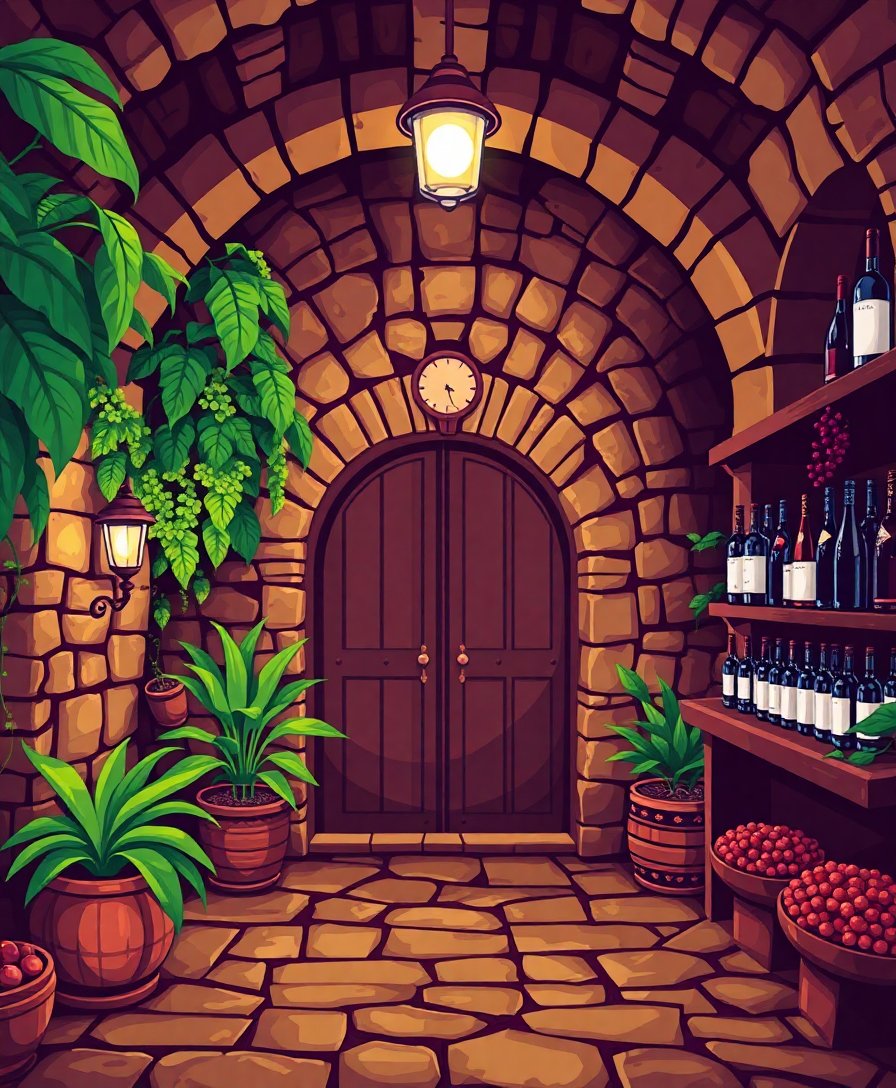 Aged Tropical Wine Vault Paint By Numbers - Vintage Kit completed