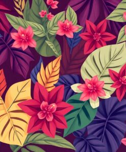 Aged Wine Tropical Foliage Paint By Numbers