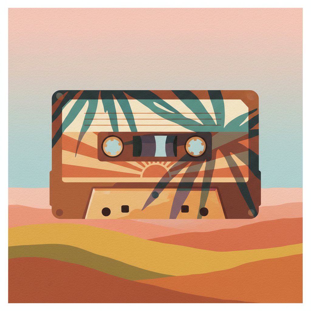 Analog Tape Palm Shadows Paint By Numbers - Retro Kit completed