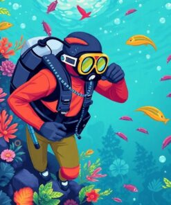 Analog Tropical Diver Broadcast Paint By Numbers