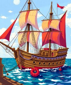 Anchoring The Vintage Galleon Paint By Numbers