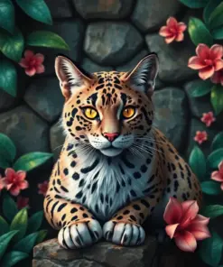 Ancient Stone Tropical Feline Paint By Numbers
