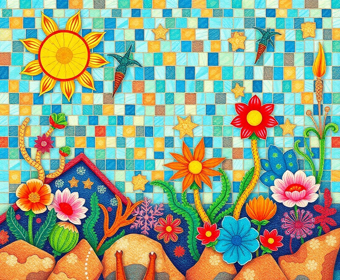 Ancient Tropical Sea Tesserae Paint By Numbers Kit completed