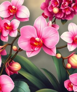 Pink Orchids Paint Numbers