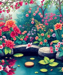 Antique Botanical Water Garden Paint By Numbers