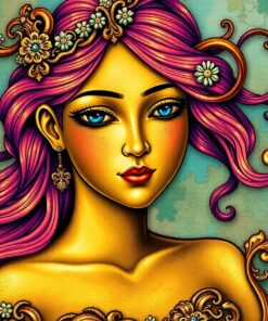 Antique Brass Mermaid Portrait Paint By Numbers