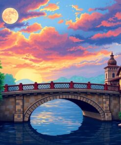 Antique Bridge Monsoon Skies Paint By Numbers