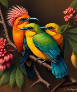 Antique Ceiba Bird Weavers paint by numbers