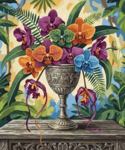 Antique Chalice Exotic Orchids Paint By Numbers