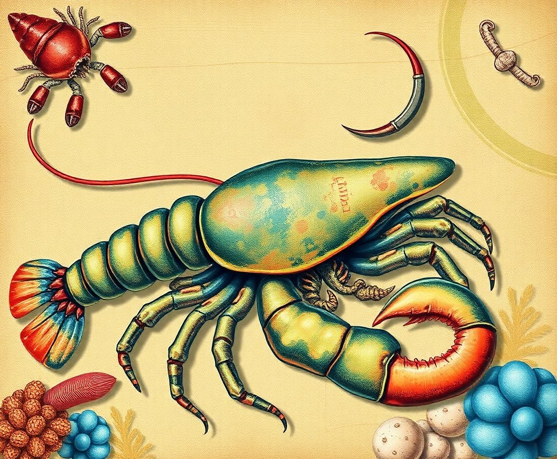 antique-coastal-crustacean-paint-by-numbers-vintage-ocean-art