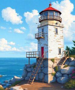 Antique Coastal Watchtower Paint By Numbers