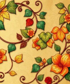 Antique Copper Vine Motif Paint By Numbers