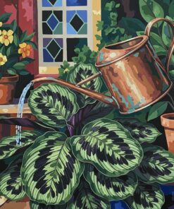 Antique Copper Watering Calathea Paint By Numbers