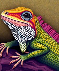 Antique Frilled Lizard Portrait Paint By Numbers