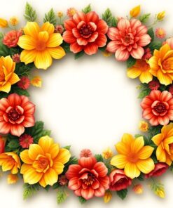 Antique Golden Flower Wreath Paint By Numbers