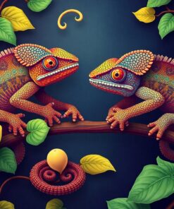 Antique Golden Vine Chameleons Paint By Numbers