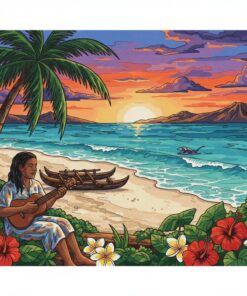 Antique Hawaiian Beach Melody Paint By Numbers