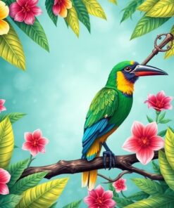 Antique Instrument Tropical Bird Paint By Numbers