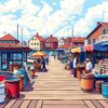 Antique Island Dock Vendors Paint By Numbers