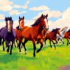 Antique Island Horse Herd Paint By Numbers