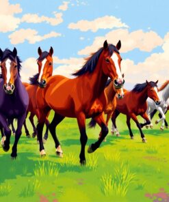 Antique Island Horse Herd Paint By Numbers