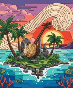 Antique Island Shamisen Echoes Paint By Numbers