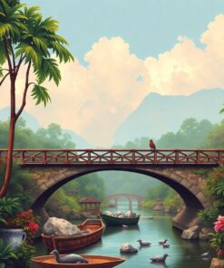 Antique Jungle Bridge Study Paint By Numbers
