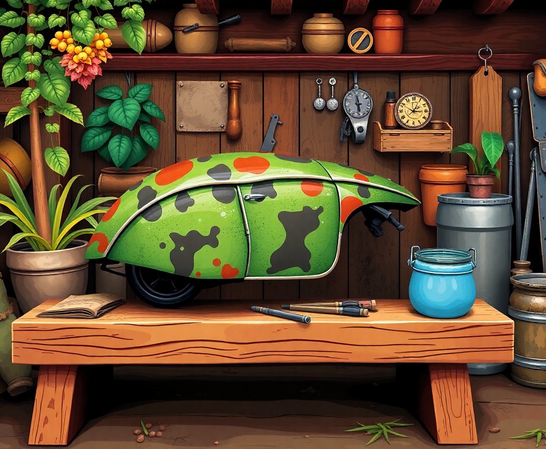 Antique Jungle Bug Workbench Paint By Numbers Kit | Vintage completed