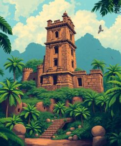 Antique Jungle Tower Ruins Paint By Numbers