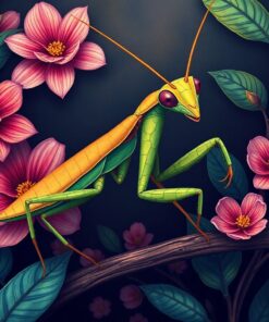 Antique Mantis Botanical Study Paint By Numbers