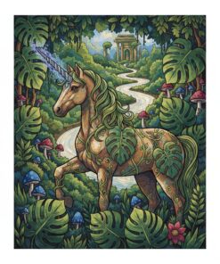 Antique Monstera Unicorn Paint By Numbers